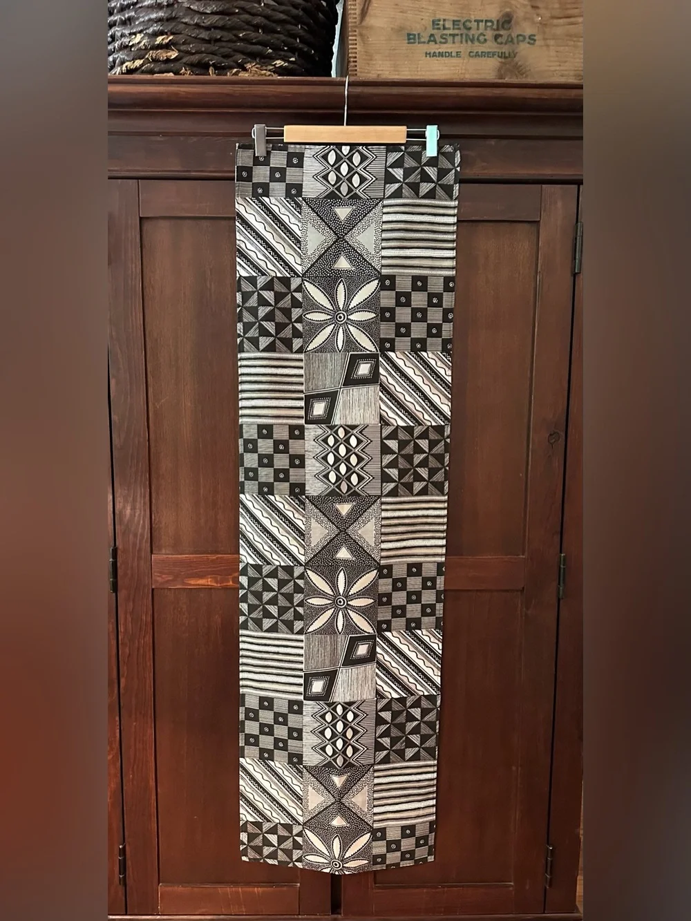 Geometric table runner • black, white, gray